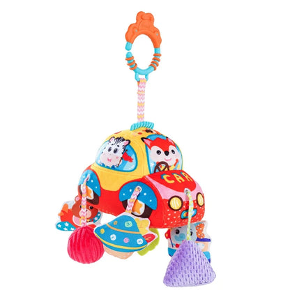 Custom Car Transportation Sensory Hanging Toys Soft Stuffed Activity Plush Toy for Stroller Crib Cot Musical Pull String Set for