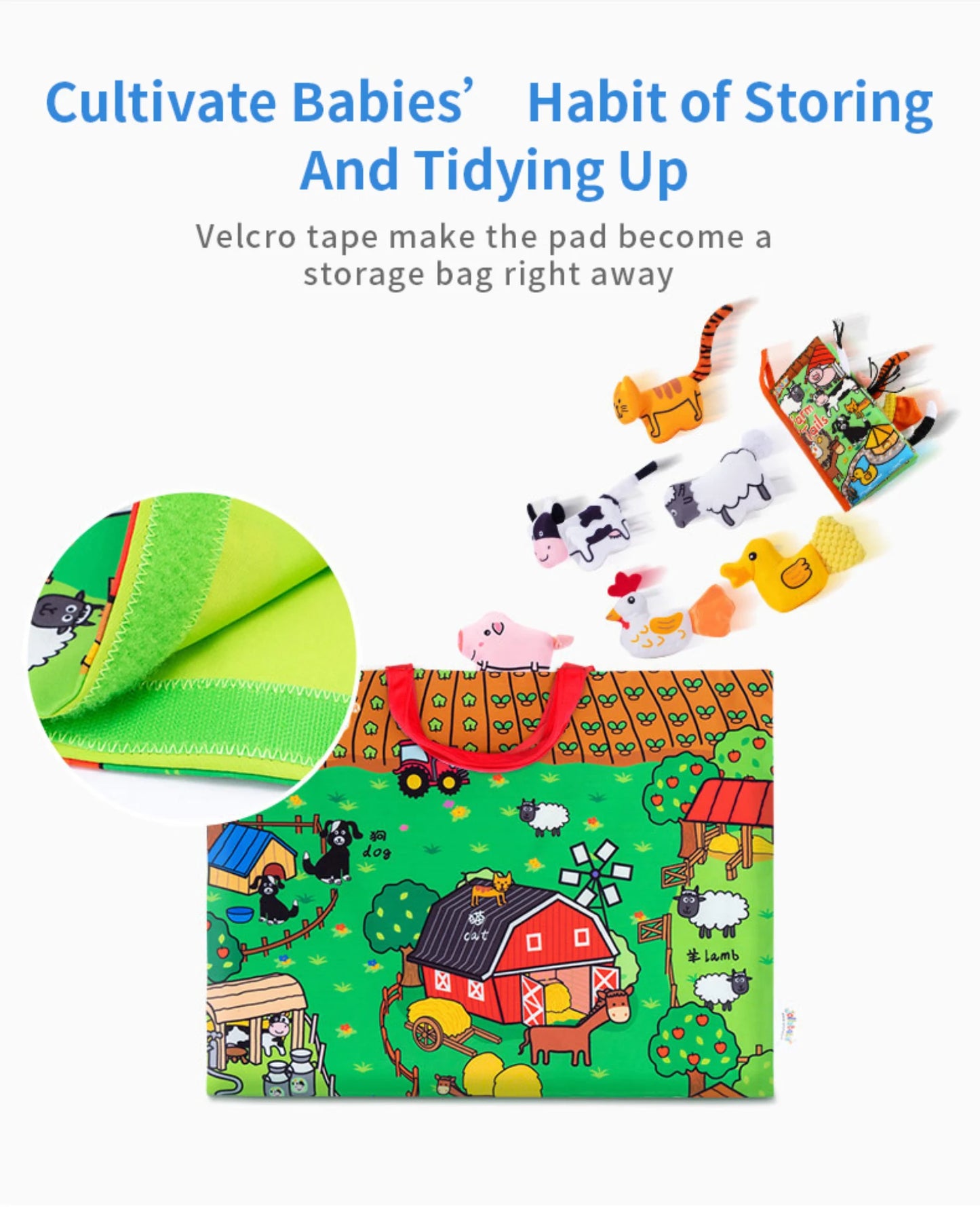 Wholesale Custom 3D Soft Fabric Cloth Book Stuffed Animal Doll with Play Mat for Baby Touch and Animal Education