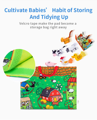 Wholesale Custom 3D Soft Fabric Cloth Book Stuffed Animal Doll with Play Mat for Baby Touch and Animal Education