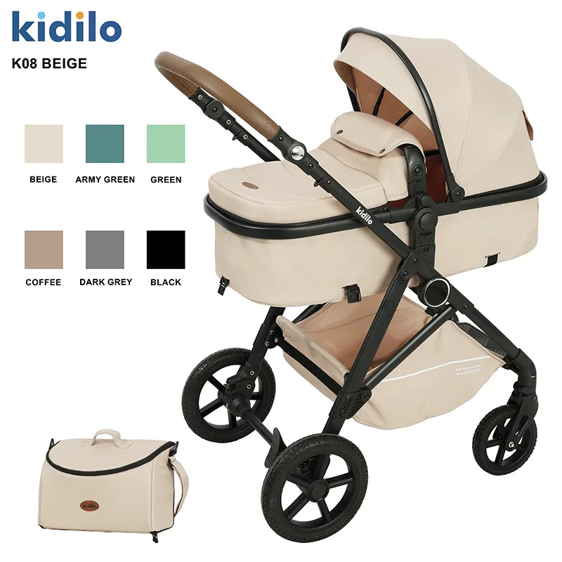 Kidilo Multiple Luxury Pushchair Prams Travel Folding Wagon Baby Stroller 2 in 1 with Car Seat Set for Babies Wholesale K08