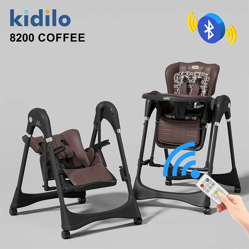 Kidilo 3 in 1 Foldable Baby High Chair 6 Months-2Years Non-Toxic Feeding Chair for Home & Travel Toddler Dining 8200