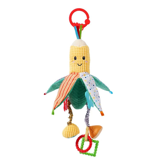Manufacturer Custom Stuffed Baby Corn Toys Plush Soft Crinkle Sensory Hanging Toys for Baby Walker Stroller