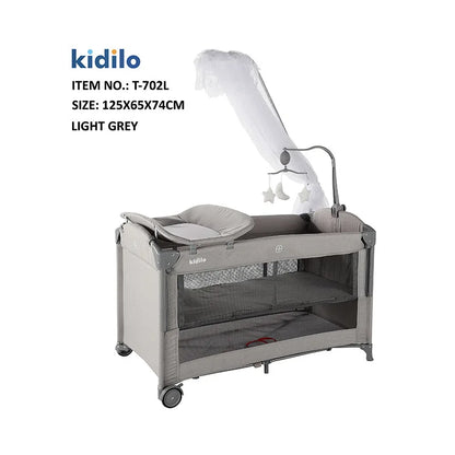 Kidilo Newborn Foldable Travel Play Baby Portable Convertible Bedside Crib Bed 3 in 1 Luxury Set Mosquito Net for Babies T-702L