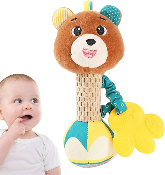 Soft Plush Baby Rattles Baby Sensory Hand Hammer Rattle Squeaker Sticks Animal Rattles Shaker for Kids