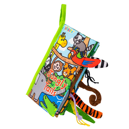 Jollybaby Top Selling Crinkle Paper Cloth Washable Animal Soft Tails Early Sensory Educational Jelly Cat Baby Books Toys Fabric