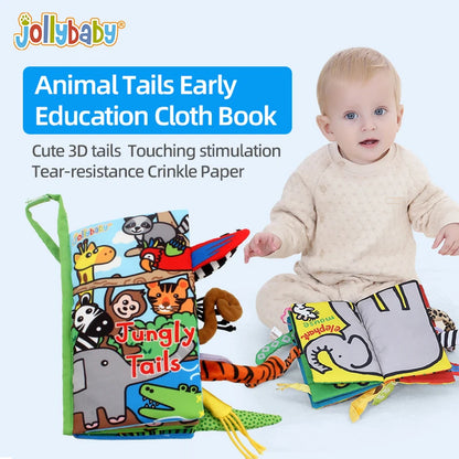 Jollybaby Tail Cloth Book Toy Plush Stuffed Toys Set Include Hand Puppet Cloth Soft Ball 4 in 1 Toy Newborn Baby Gift Set