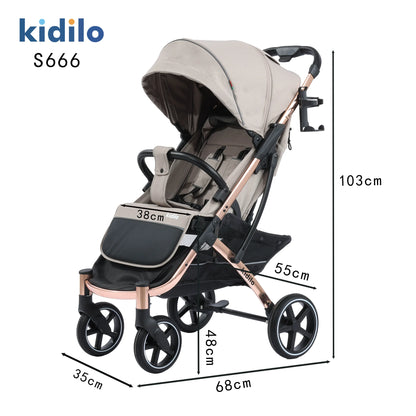 Lightweight Non-Toxic Baby Stroller for 0-3 Years Foldable Travel Stroller with Adjustable Handle Toddlers Family Trips S666
