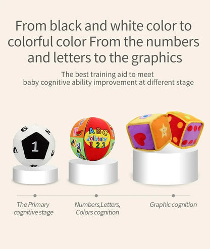 Customizable Montessori Early Education Training Ball Bell Plush Rattle Toy for Babies Filled with PP Cotton