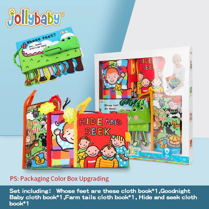 Jollybaby Hot Sale Soft Cloth Book Set Early Childhood Education Toy for 0-3 Year Old Babies