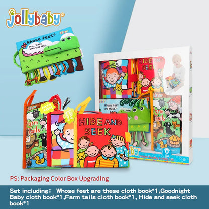 Jollybaby Hot Sale Soft Cloth Book Set Early Childhood Education Toy for 0-3 Year Old Babies