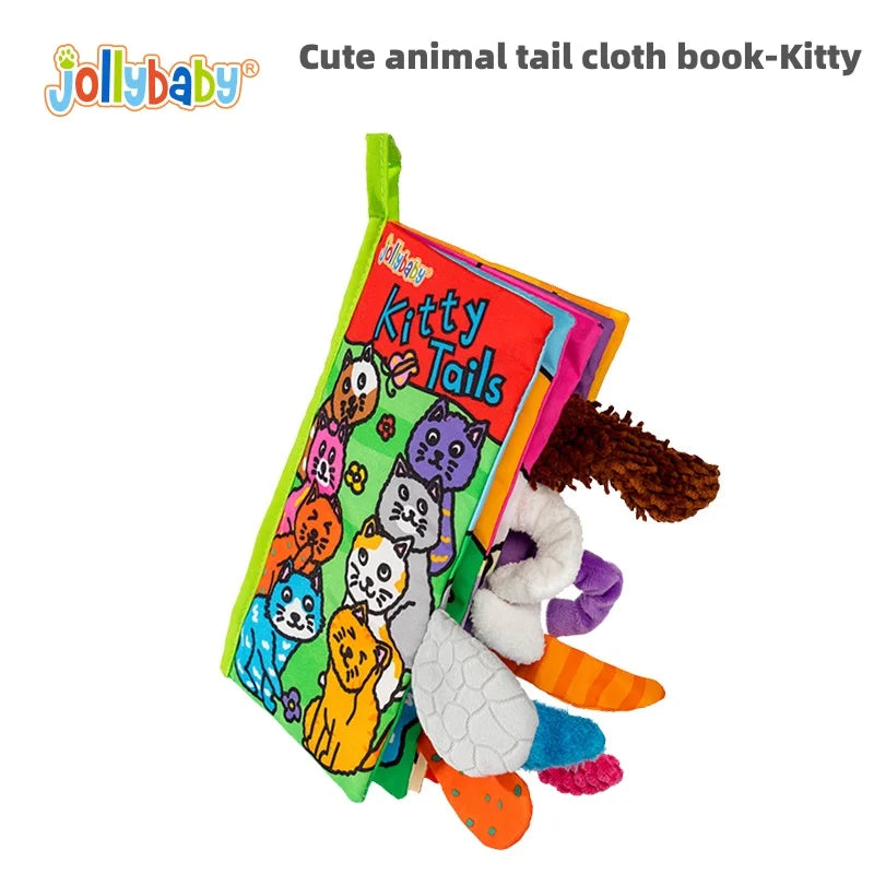 Jollybaby Hot Selling Washable Animal Soft Tails Early Sensory Educational Crinkle Paper Cloth Books Best Baby Toys