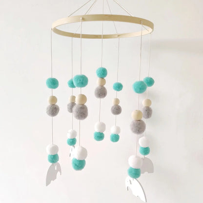 Mobile Wind Chime Hanging Toys Crib Bed Wood Musical Plush Custom Mobile Baby with Felt Balls Baby for Baby Unisex 2 to 4 Years