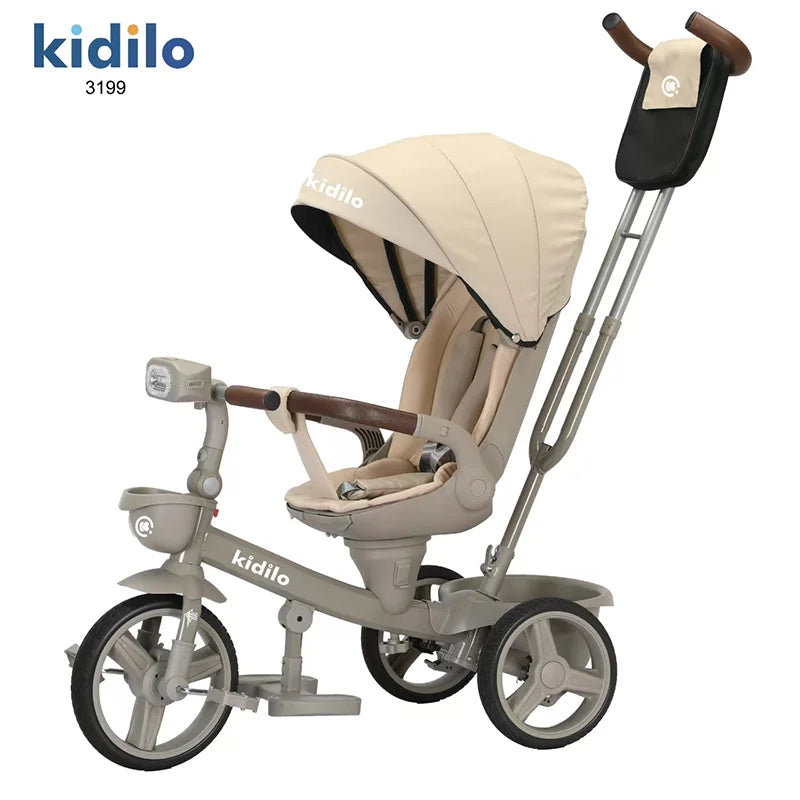 Kidilo Baby Strollers 6 Months-3 Years 3-in-1 Ride-On Push Tricycle Stroller with Push Handle for Toddler Outdoor Wholesale 3199