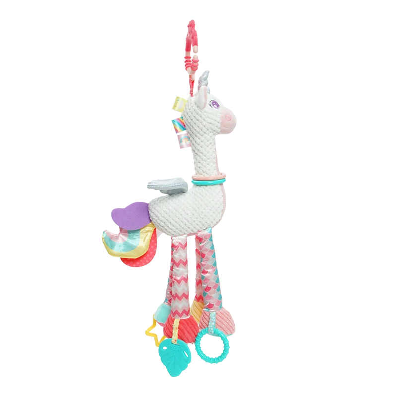Jollybaby Soft Stuffed Animal Rattle Montessori Pull String Toy Baby Hanging Toy for Car Seat Stroller Custom Vibrator Exercise