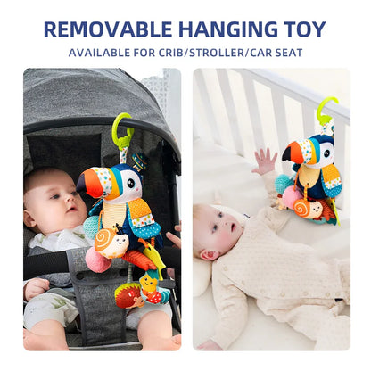 Wholesale Plush Animal Rattle Training Fine Motor Skill Montessori Pull String Toy Car Seat Stroller Hanging Toy