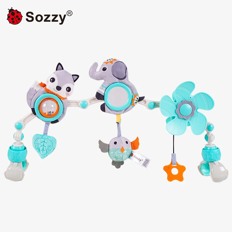 Sozzy Custom Sensory Elephant Baby Bed Hanging Toys Soft Musical Activity Arch Toys for Bassinet Crib Stroller Soothing Sensory