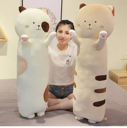 Wholesale Cute Long Stuffed Cat Giant Plush Pillow Cute Cat Stuffed Animals Soft Long Body Throw Sleeping Pillow for Kids Adult