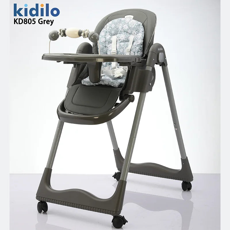 Kidilo 6-36 Months 3 in 1 Foldable Baby High Chair, Non-Toxic Feeding Chair for Home & Small-Space Toddler & Baby Dining KD805