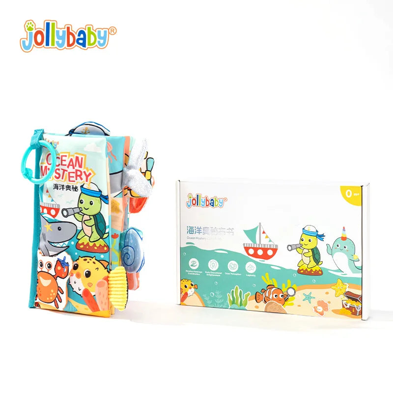Jollybaby Early Development Interactive Soft Stroller Toys Musical Infant Baby Books with Touch & Feel Crinkle Cloth for Infants
