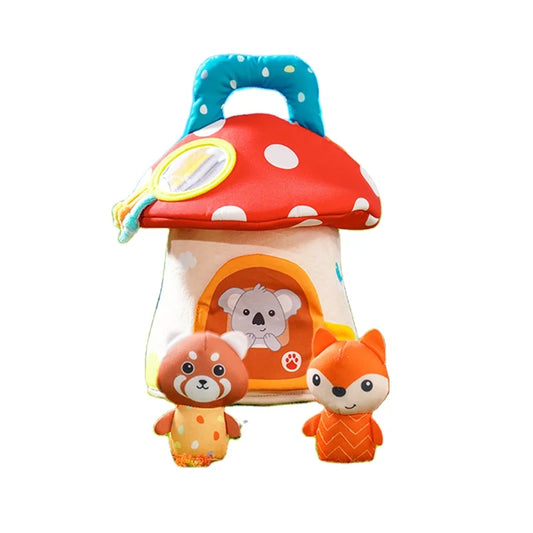 1-3 Years Old Children Play House Plush Toy Mushroom Tree Contains Forest Animals
