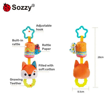 Custom Baby Soft Rattle Soothing Sensory Hanging Plush Animal Toy Car Seat Wind Chime Toy for Stroller Crib