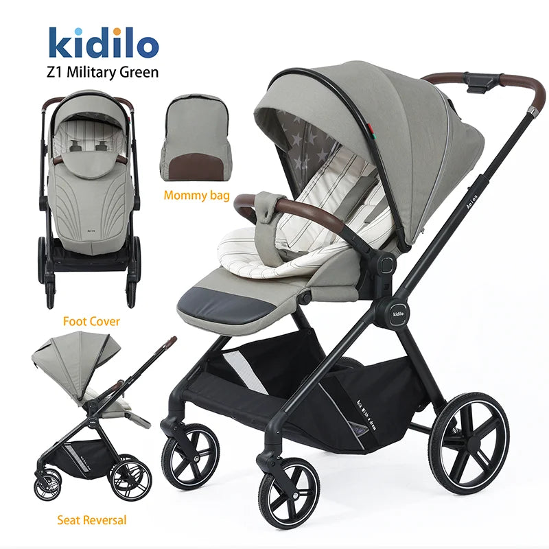 0-3 Years Foldable Baby Stroller Lightweight Non-Toxic Travel Stroller with Adjustable Handle for Toddlers Family Trips Z1