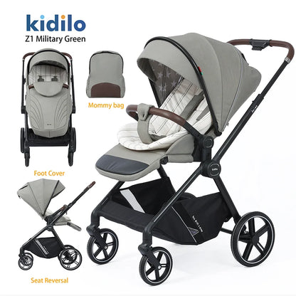 0-3 Years Foldable Baby Stroller Lightweight Non-Toxic Travel Stroller with Adjustable Handle for Toddlers Family Trips Z1