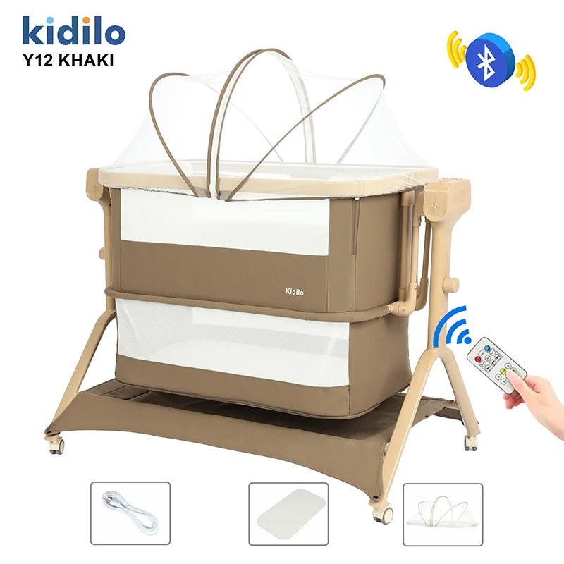 Kidilo Foldable Modern Newborn Travel Baby Portable Bedside Crib Bed 3 in 1 Luxury Set Mosquito Net for Babies Y12