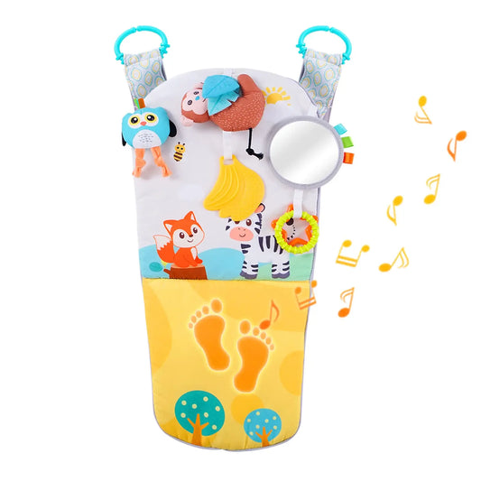 Jollybaby 2025 Infant Adjustable Kick Play Baby Activity Center Travel Baby Car Seat Toys Music Soft Features for Rear Facing