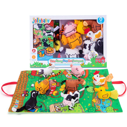 Jollybaby Touch 3D Stuffed Animal Doll Jungle Education Baby Soft Fabric Cloth Book Pretend Play Toys for Kids