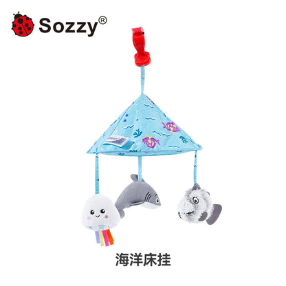 JOLLYBABY Soft Fancy Activity Cube 6-Month Baby Toy with Hanging Bell Early Education Mobiles Gift