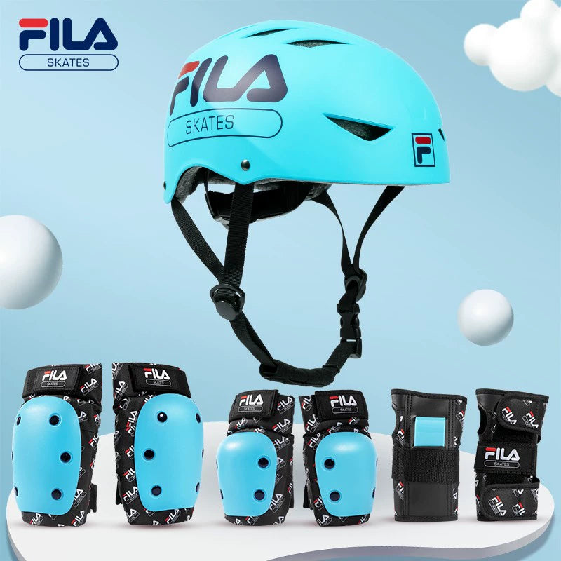 FILA Fila Children's Helmet Roller Skating Protector Set Knee Pads Scooter Skating Girl Bicycle Balance Bike Male