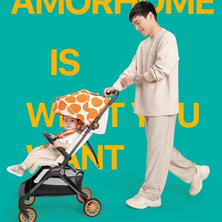 Amorhome嬰兒車可坐可躺0到3歲溜遛娃神器輕便折疊寶寶兒童手推車碳纖維