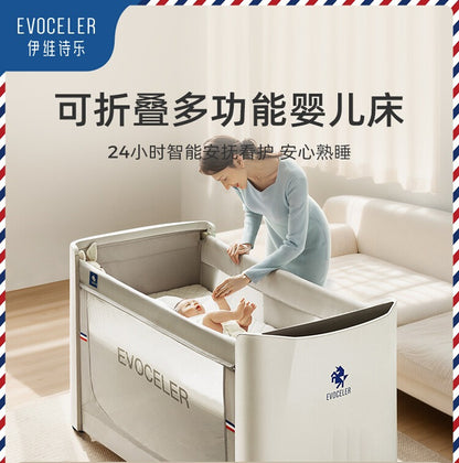 英國evoceler智能嬰兒床拼接大床可移動摺疊新生多功能便攜寶寶床