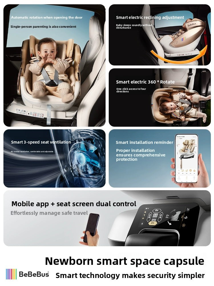 BeBeBus Safety Seat Newborn Space Child 0-7 Reclining Car Smart Communication