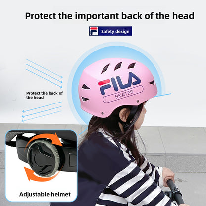 FILA Fila Children's Helmet Roller Skating Protector Set Knee Pads Scooter Skating Girl Bicycle Balance Bike Male