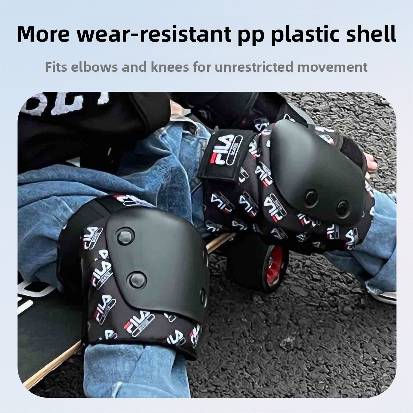 FILA Fila Children's Helmet Roller Skating Protector Set Knee Pads Scooter Skating Girl Bicycle Balance Bike Male
