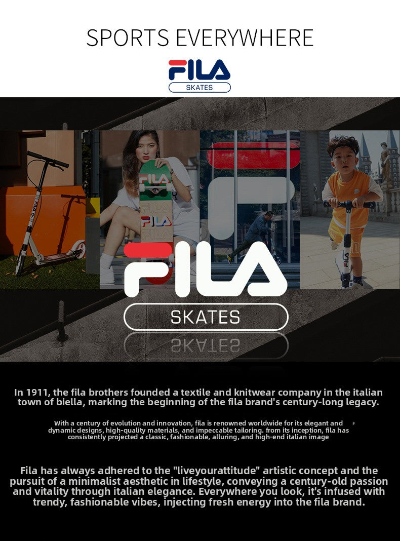 FILA Fila Children's Helmet Roller Skating Protector Set Knee Pads Scooter Skating Girl Bicycle Balance Bike Male